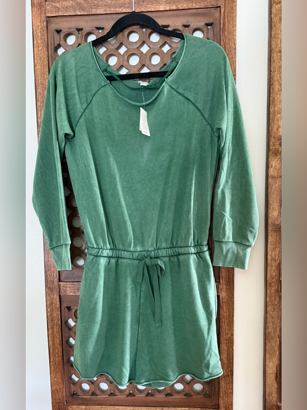 Aerie Green Soft Knit Romper Women’s Small Tie Waist Lounge Casual NWT - Picture 2 of 6